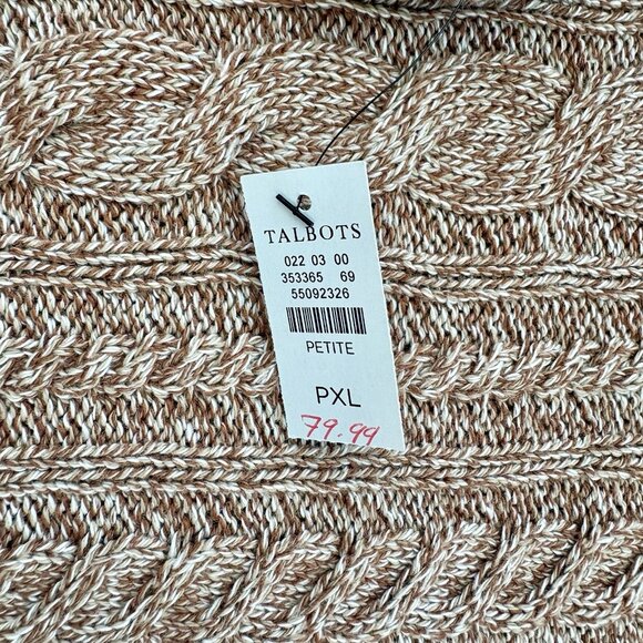 NWT Talbots Women’s XLP Marl Block Cable Knit Mock Neck Sweater Brown Tan XL - Picture 5 of 9
